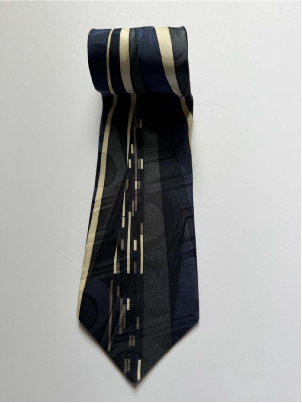 Vintage Proliforni Milano 100% Italian Silk Tie Abstract Geometric Wide 4” - Picture 3 of 6